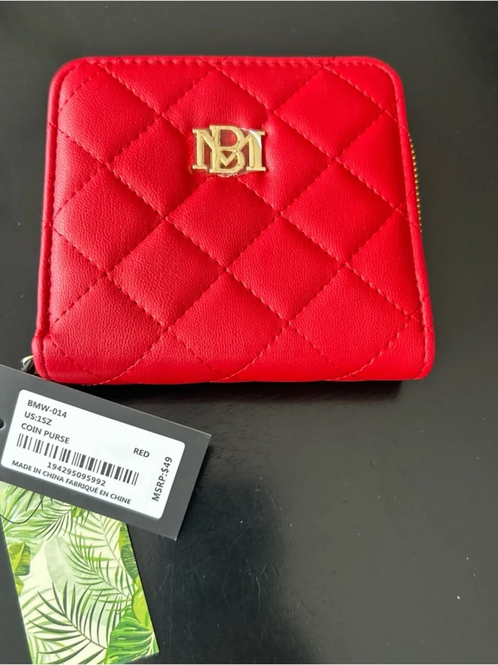 Badgley Mischka Red Card & Coin Purse Zip Around wallet Logo NWT MSRP 49.00